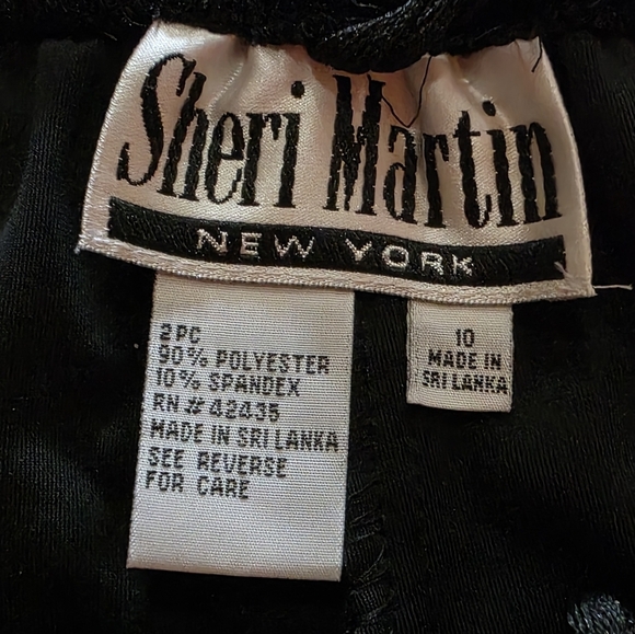 Sheri Martin Vintage 2PC Glitter Pantsuit Black Silver Faux Jacket Pant Set 6/10 - Picture 12 of 12